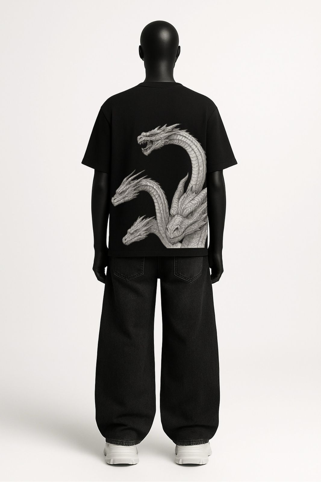 “Hydra Flame” Oversized Graphic Tee – Black | REDX