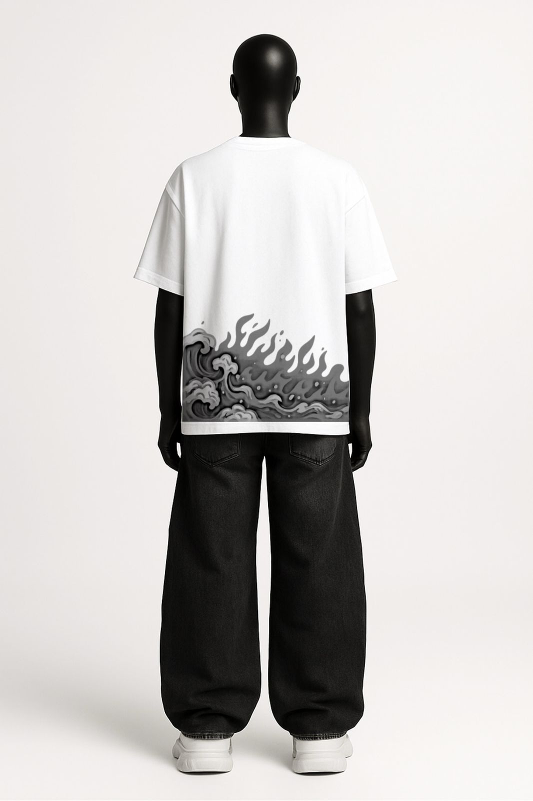 “Dragon Tide – White Oversized Graphic Tee”