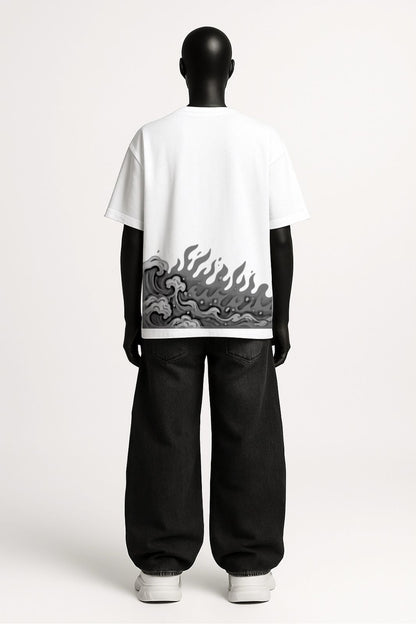 “Dragon Tide – White Oversized Graphic Tee”