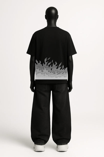 “Midnight Ember – Black Oversized Dragon Tee”